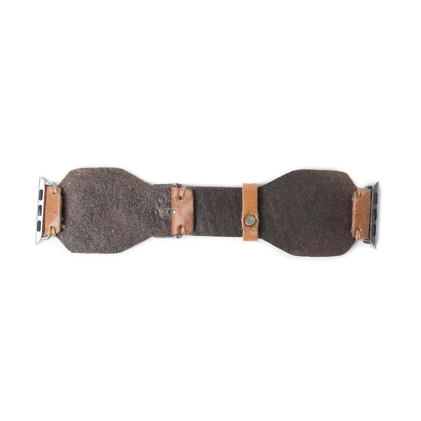 Lone Star Handtooled Leather Watch Hand in Antique Saddle Brown