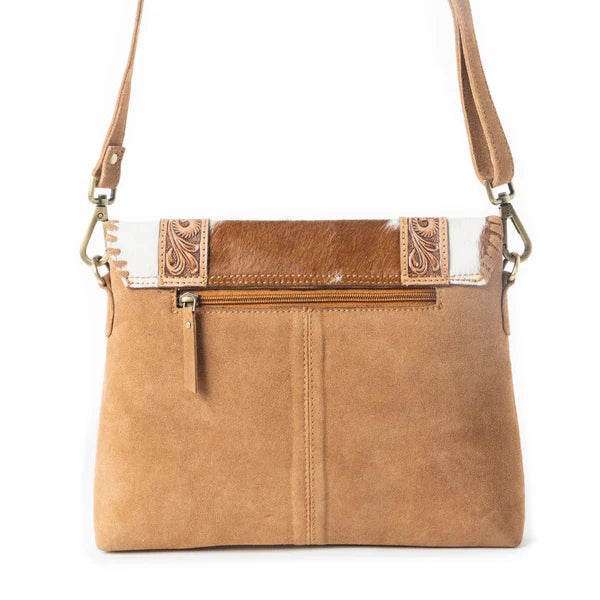 Dustland Trails Handtooled Bag in Desert Hide and Snow Drift
