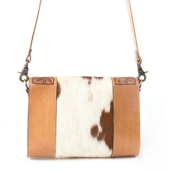 Copper Charm Handtooled Bag in Earthen Hide and Whisper White
