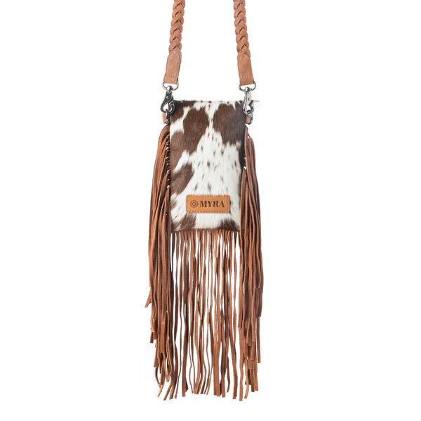Dusk and Dust Fringe Leather Bag Brown and White