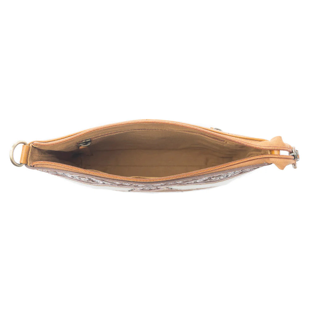 Sienna Grace Handtooled Hairon Leather Bag in Western Copper