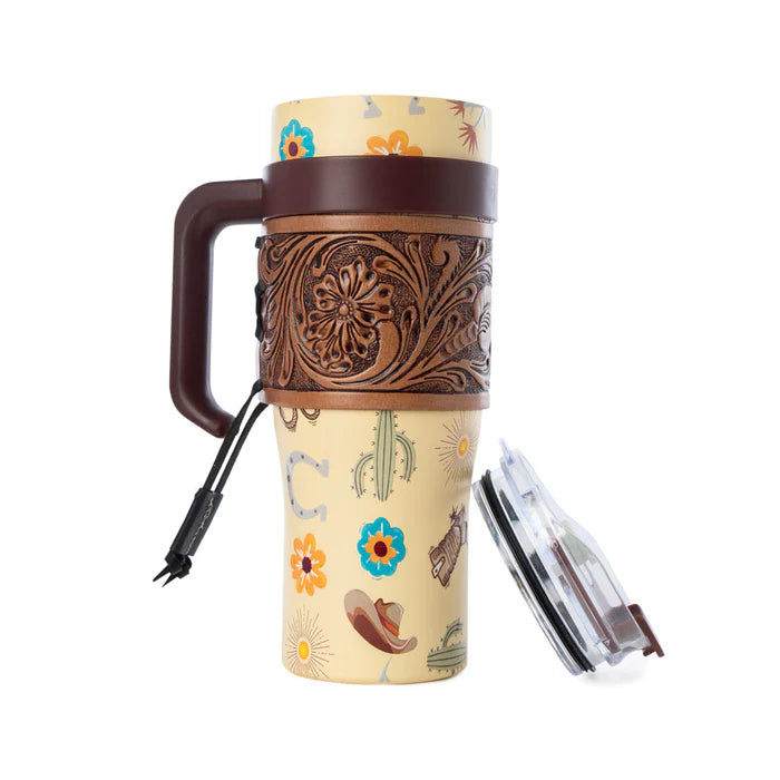 Trailkissed Western Tumber in Yellow with Tooling