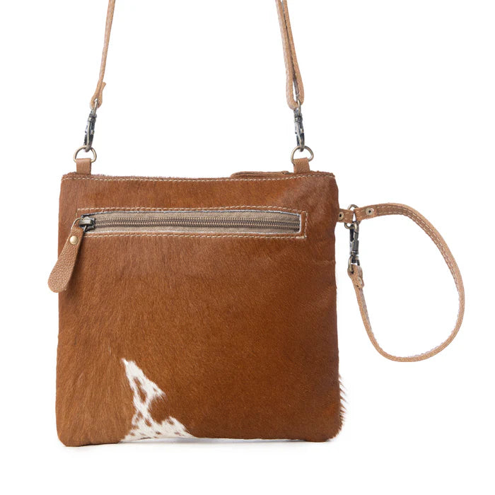 Ornate Brown Leather and Hairon Bag