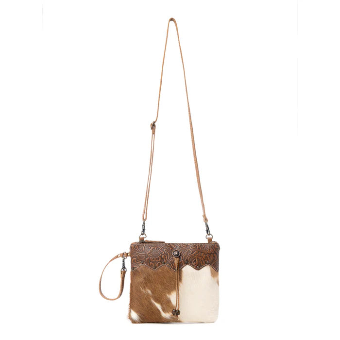 Ornate Brown Leather and Hairon Bag