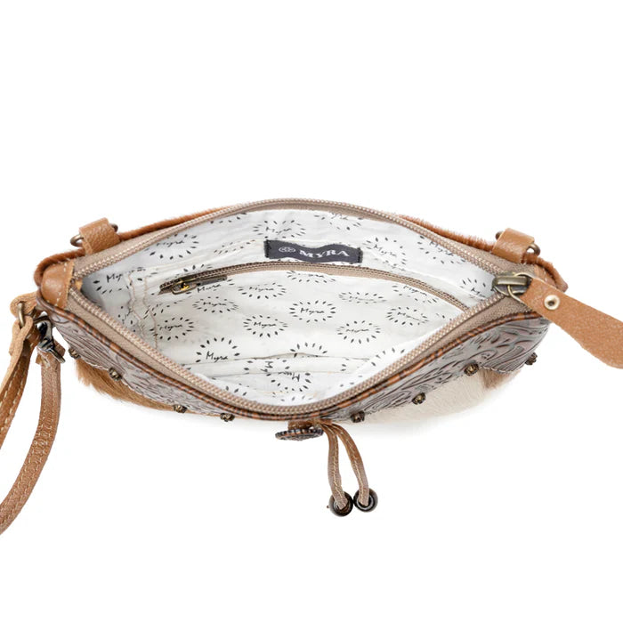 Ornate Brown Leather and Hairon Bag