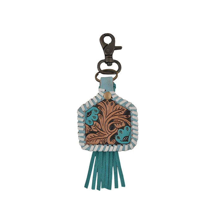 Myra Blue Lotus Leather Keychain
