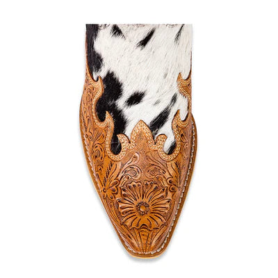 Adelaide Hair On High Top Boots - Black and White