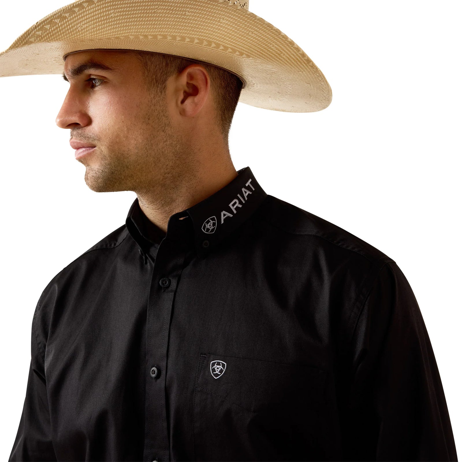 Ariat Mns Team Logo Lightweight Twill Classic Fit LS Shirt Black/Grey