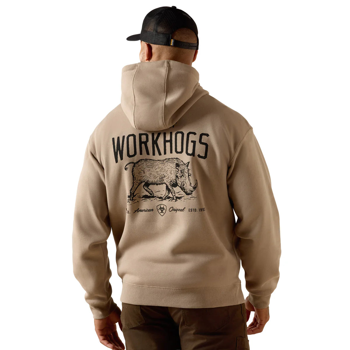 Ariat Mns Rebar Lightweight Workhog Hoodie Greige
