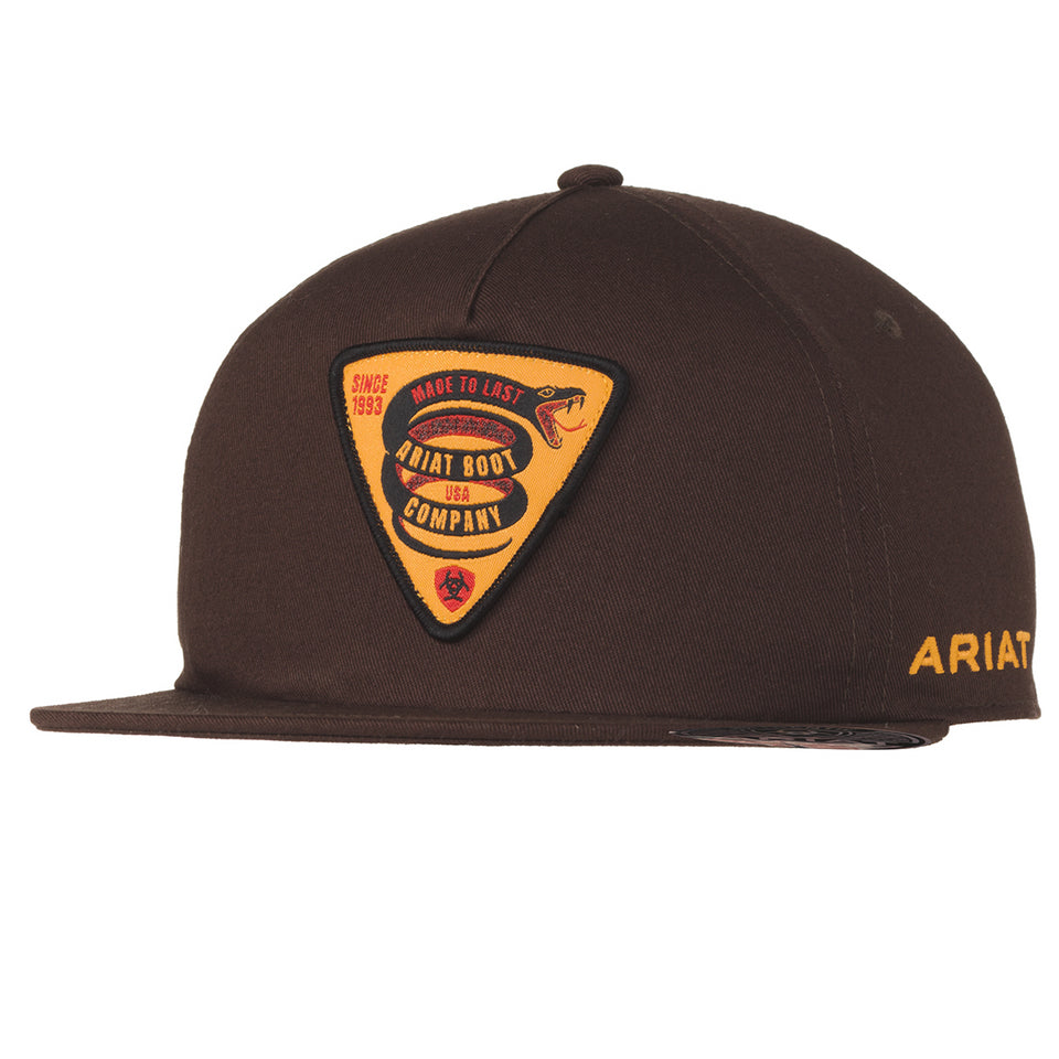 Ariat Mns Cap Coiled Snake Patch Mesh Snap Back Medium Brown
