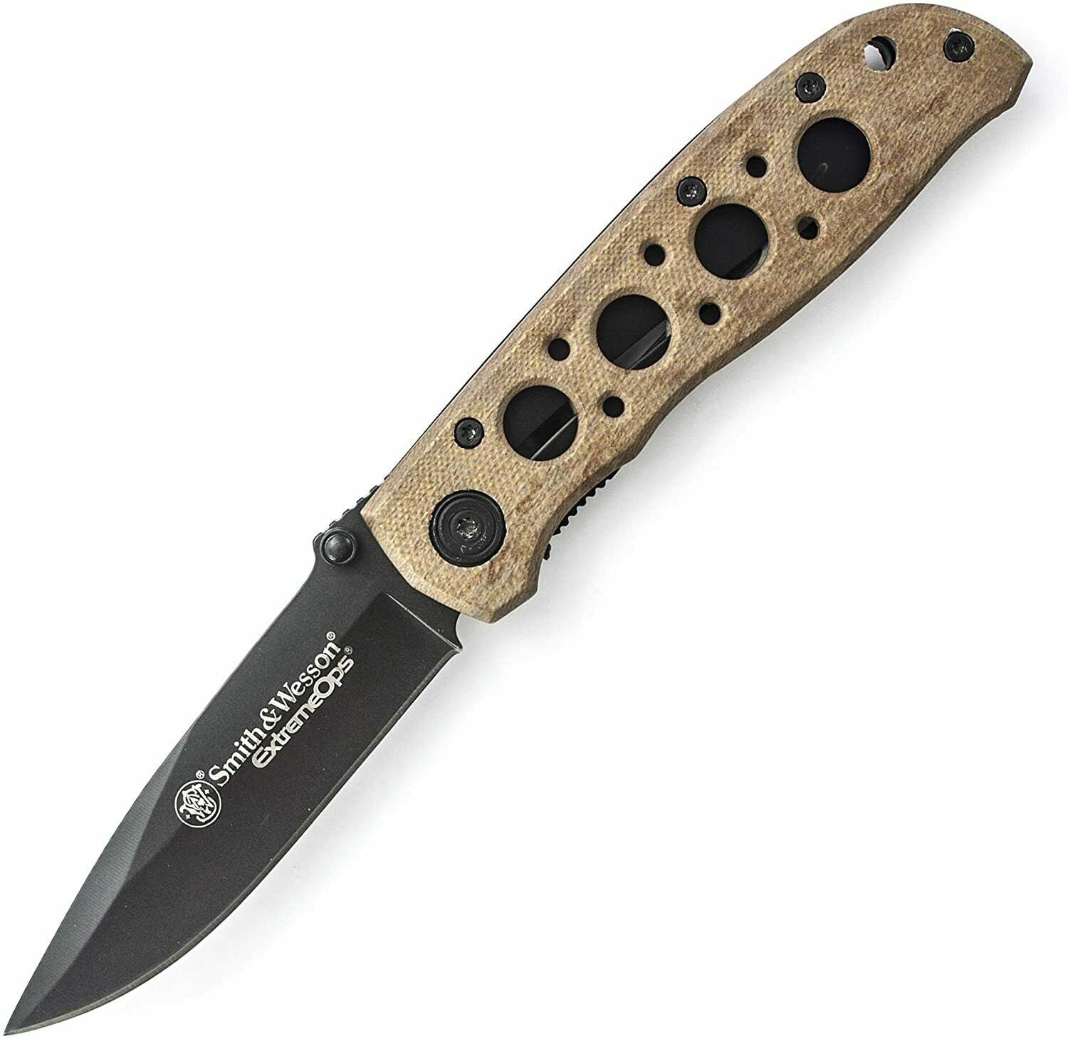 Smith and Wesson Extreme Ops Linerlock Folding Knife Desert Tan