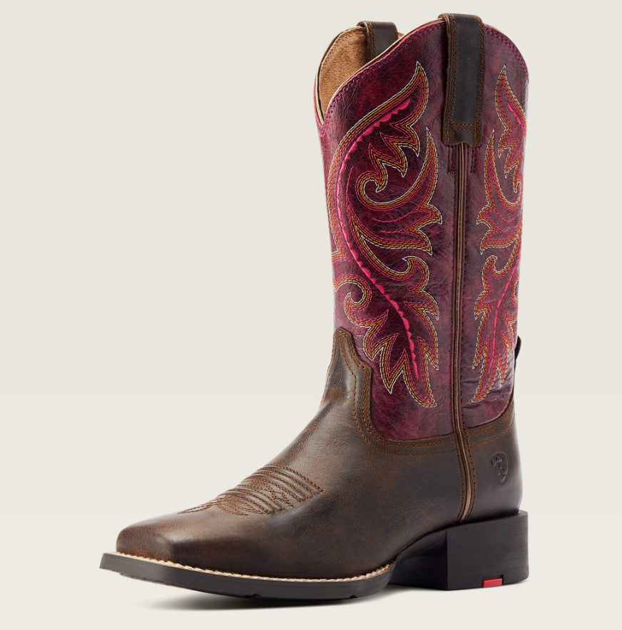 Ariat Wms Round Up Back Zip Worn Mocha/Raspberry - Black Friday Sales