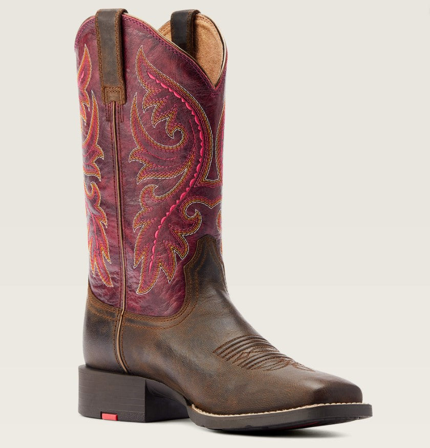 Ariat Wms Round Up Back Zip Worn Mocha/Raspberry - Black Friday Sales