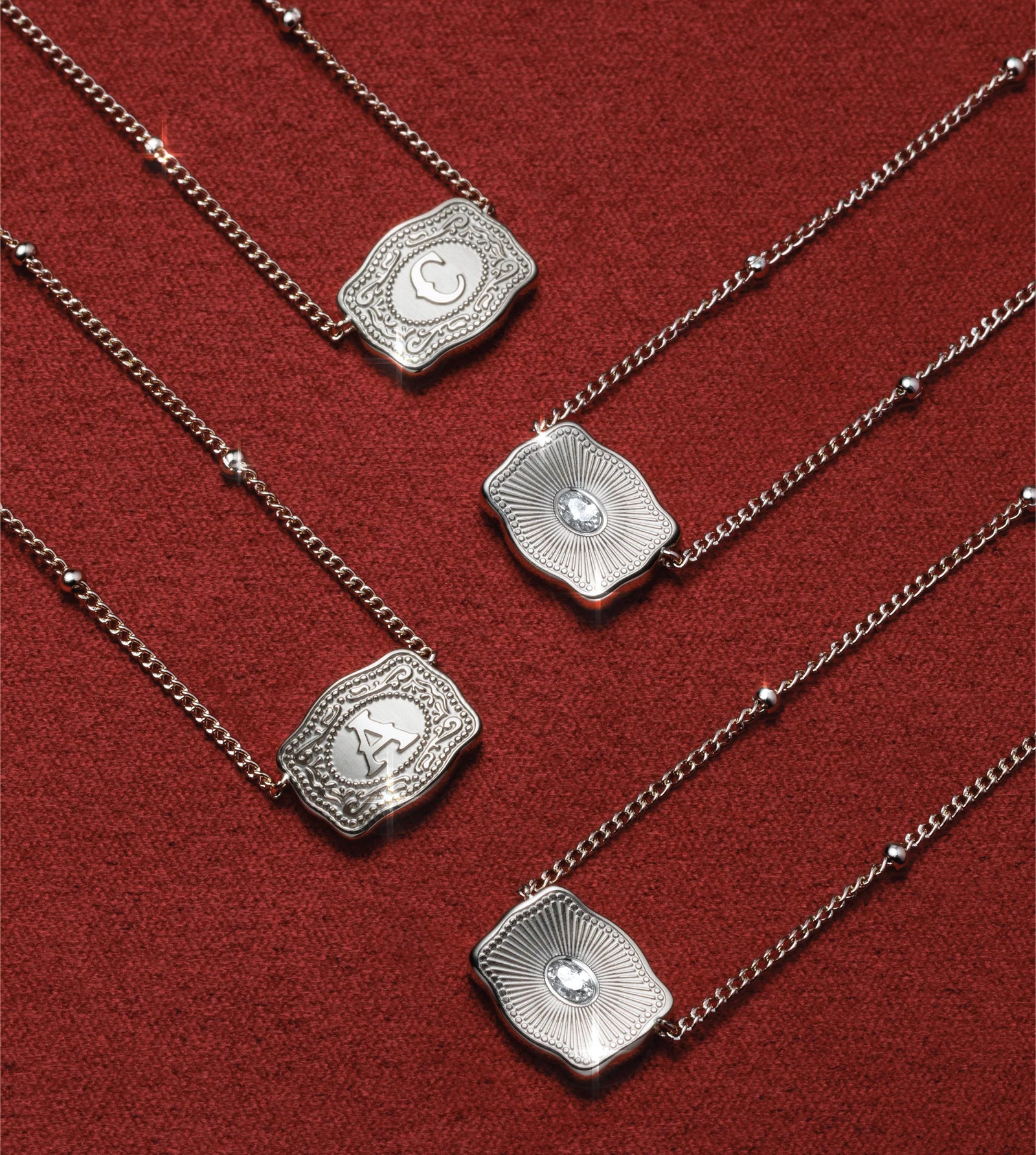 Spur West Ultra Mini Belt Buckle Necklace - Initial