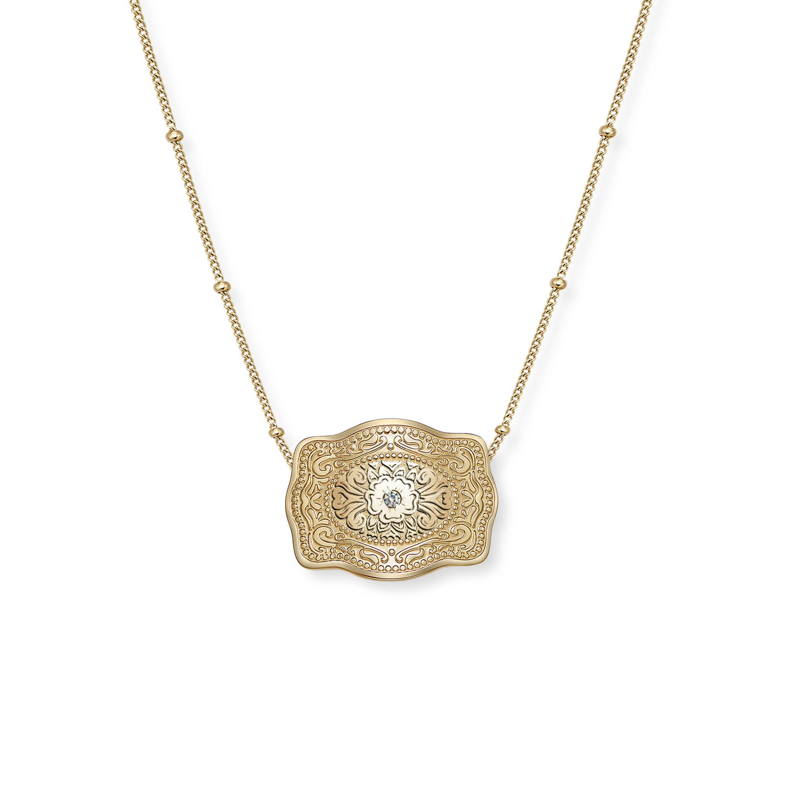 Spur West Mini Belt Buckle Necklace Beaded 16in 2in Extender - Amelia Rose | Giftware - Jewellery | Saddleworld Ipswich