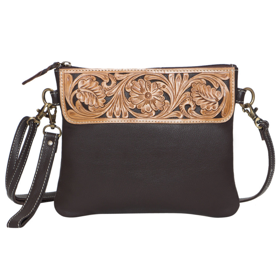 The Design Edge Tooling Leather Hand Carved Clutch Bag