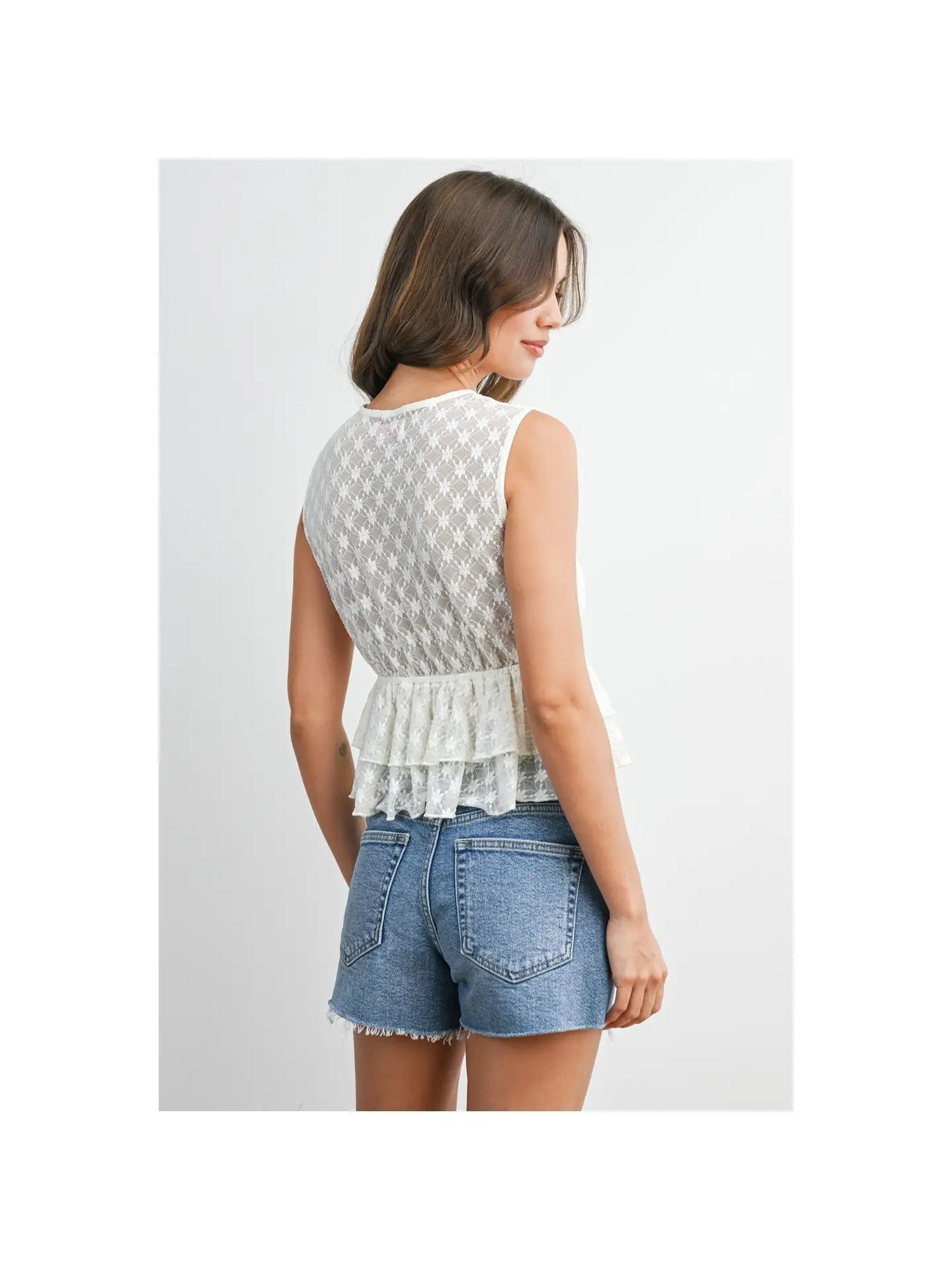 Tiered Ruffle Hem Tie-Front Tank Top | Country Clothing - Ladies Shirt | Saddleworld Ipswich