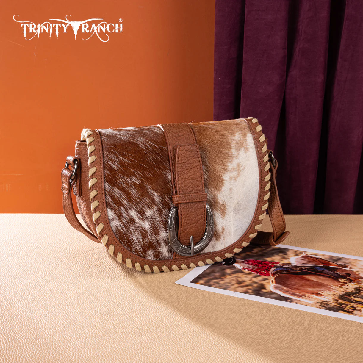 Trinity Ranch Hair On Cowhide Saddle Crossbody | Giftware - Handbag | Saddleworld Ipswich