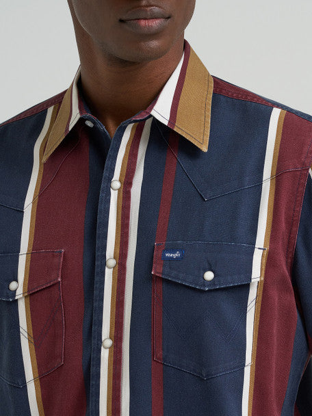 Wrangler Mns Vintage Brushpopper Navy Shirt