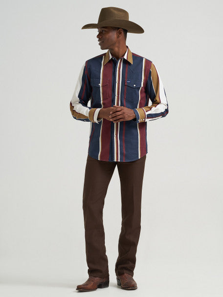 Wrangler Mns Vintage Brushpopper Navy Shirt
