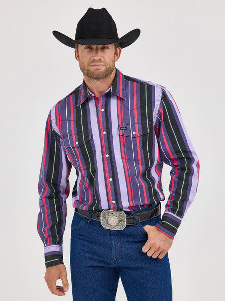 Wrangler Mns Vintage Purple Multi Stripe Shirt