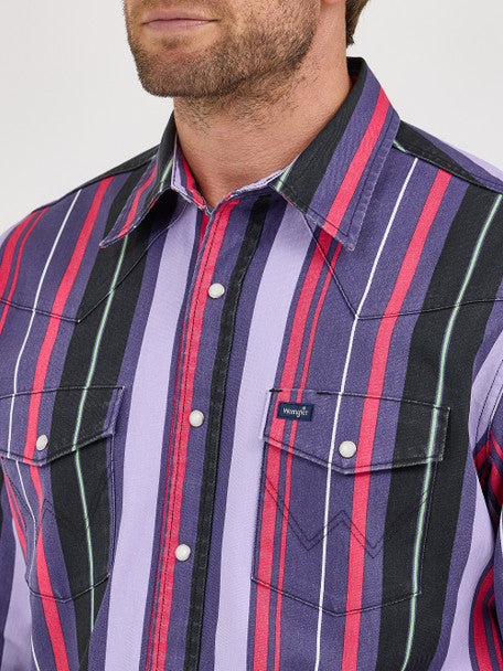 Wrangler Mns Vintage Purple Multi Stripe Shirt