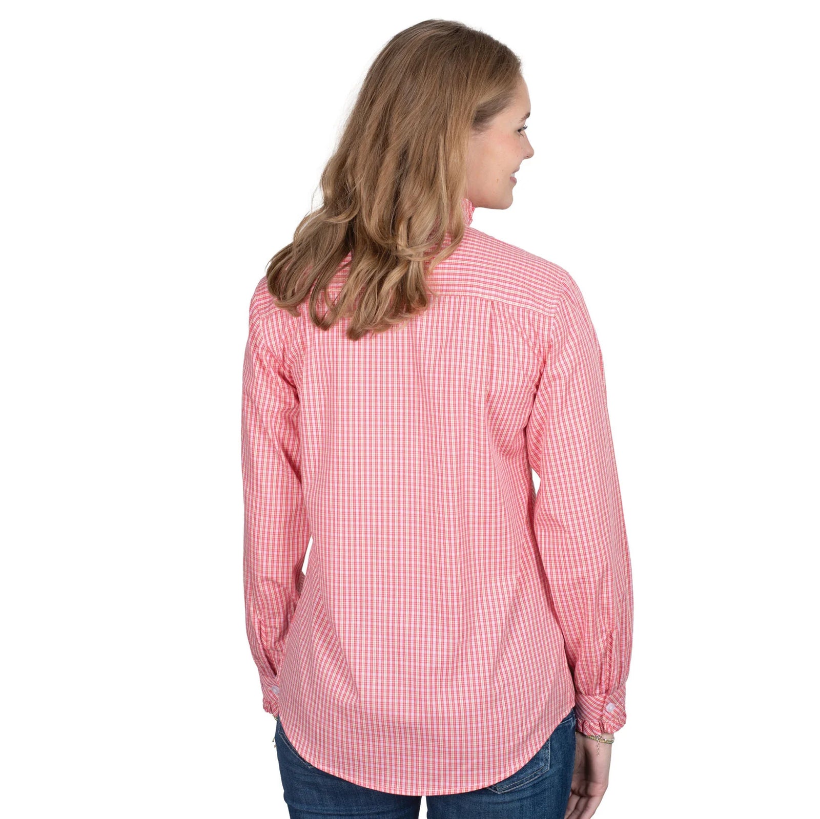 Just Country Wmns Abbey Frills Full Button Print Workshirt Light Pink/Pink Plaid