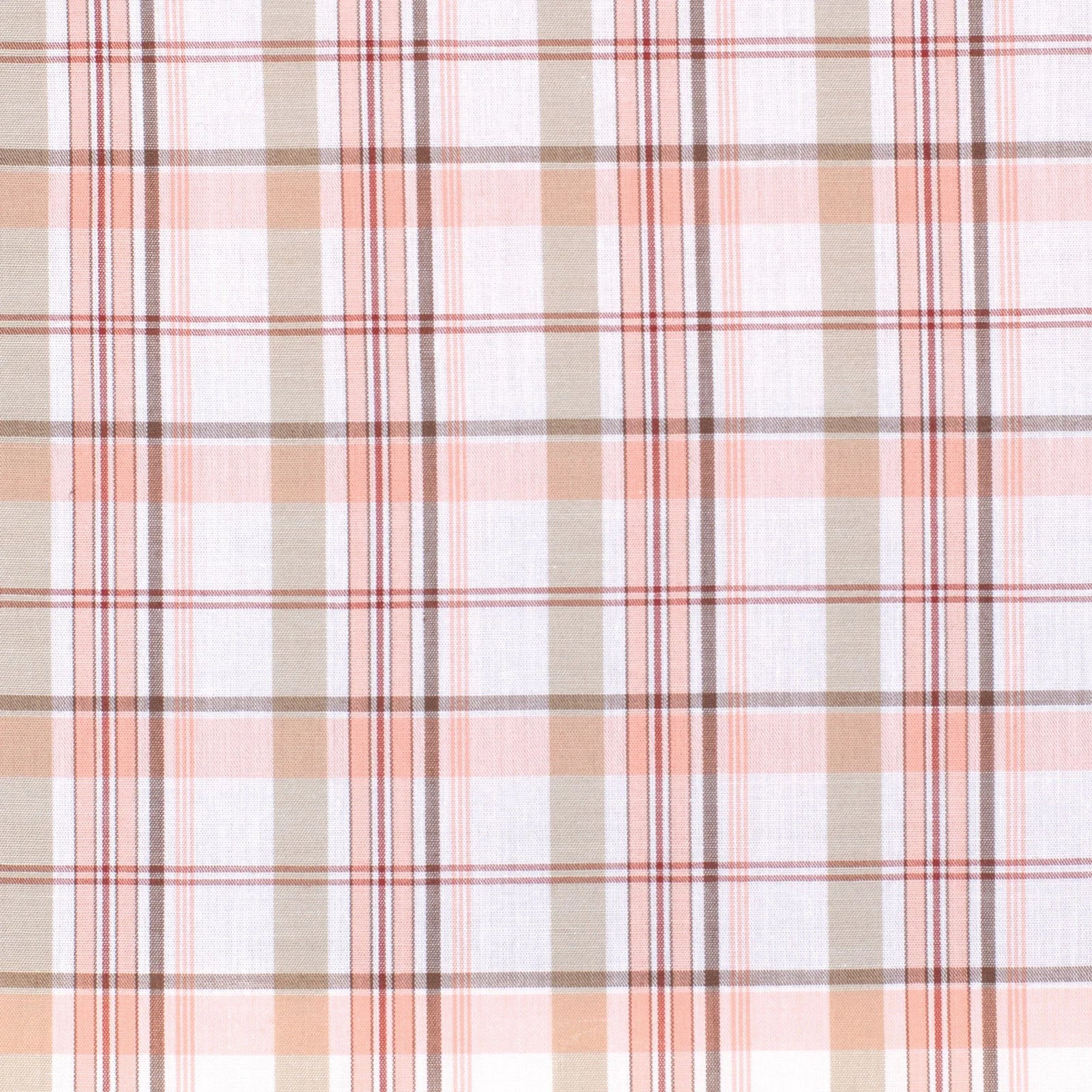 Just Country Wmns Abbey Georgie Half Button Print Workshirt White Tan and Baby Pink Plaid