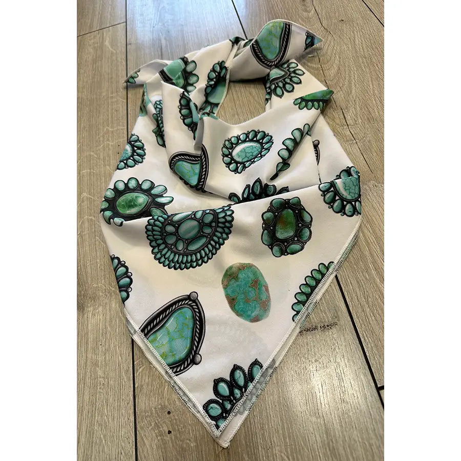 Western Turquoise Jewel Print Scarf | COuntry Clothing - Neck Scarf | Saddleworld Ipswich