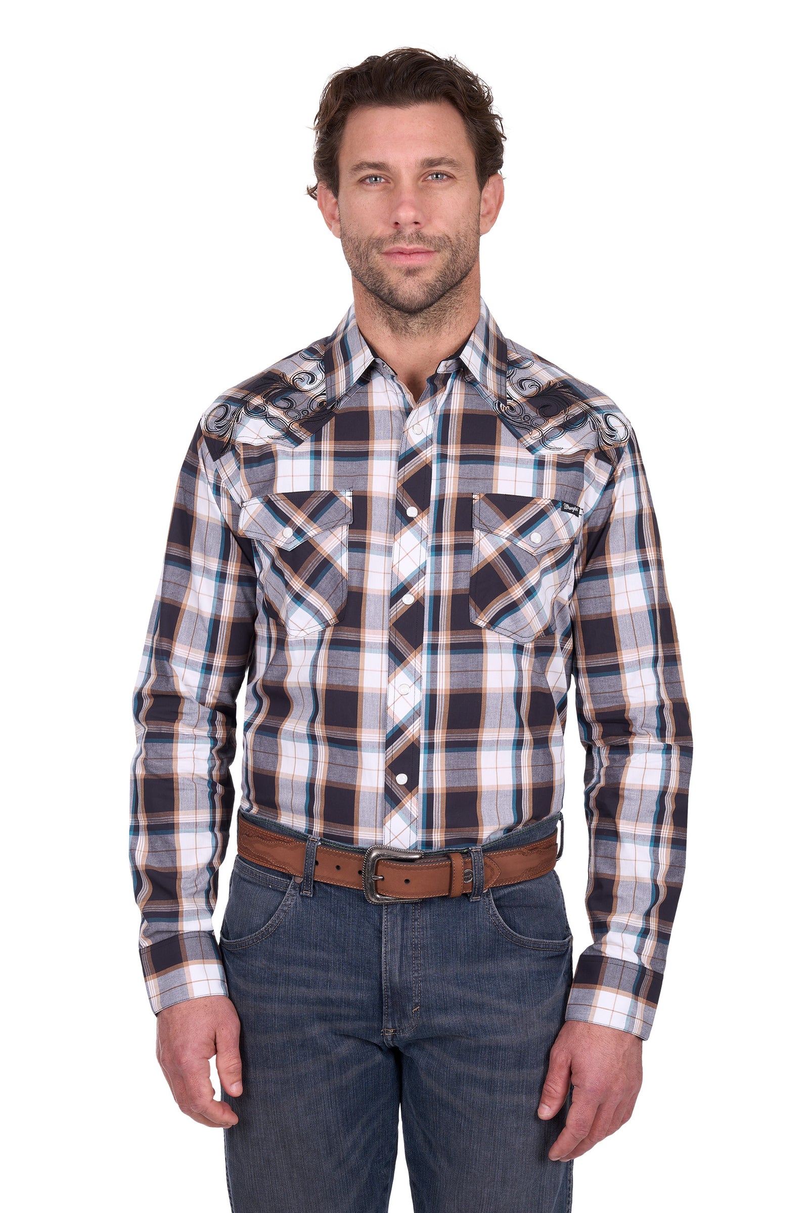 Wrangler Mens Ricky Embroidered LS Shirt | Country Clothing - Mens Shirt | Saddleworld Ipswich