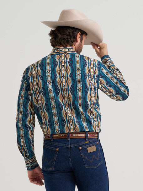 Wrangler Mns Checotah Brown/Teal Print | Country Clothing - Mens SHirt | Saddleworld Ipswich