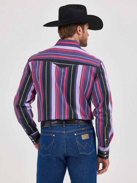 Wrangler Mns Vintage Purple Multi Stripe Shirt | Country Clothing - Mens SHirt | Saddleworld Ipswich