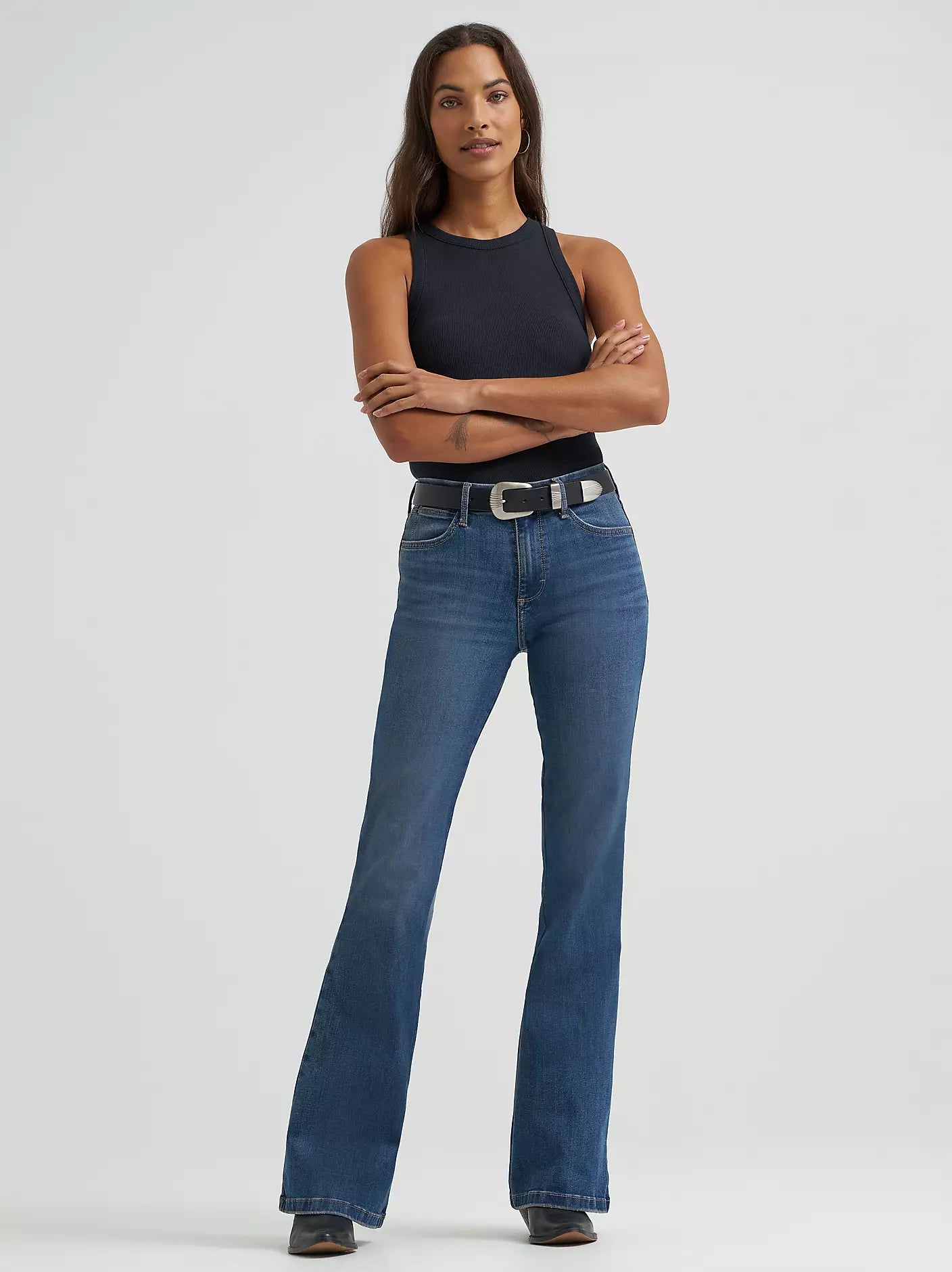 Wrangler Wmns High Rise Flare Bespoke Jean | Country Clothing - Ladies Jeans | Saddleworld Ipswich