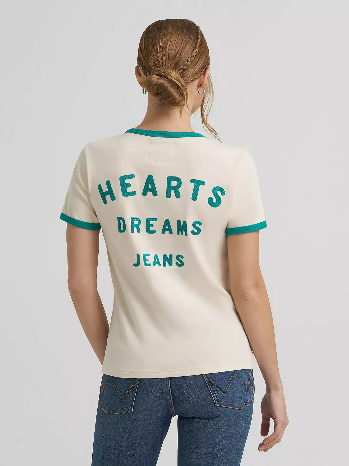 Wrangler X Lainey Wilson Wmns Hearts Dreams Ringer Tee | Country Clothing - Ladies T Shirt | Saddleworld Ipswich