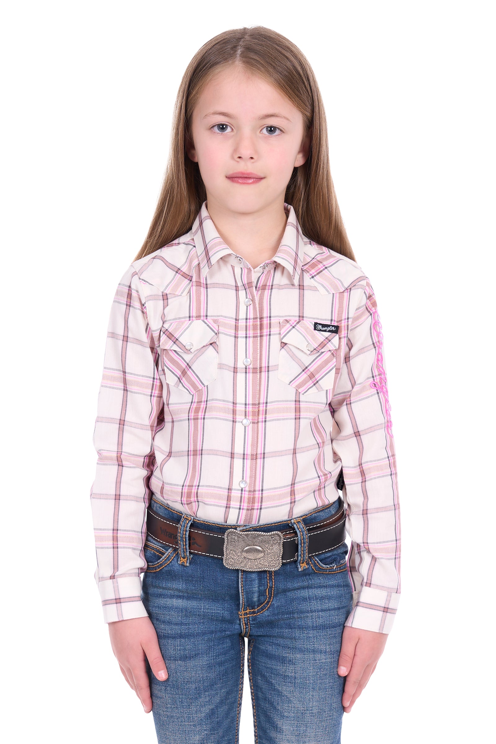 Wrangler Girls Henley Logo LS Shirt