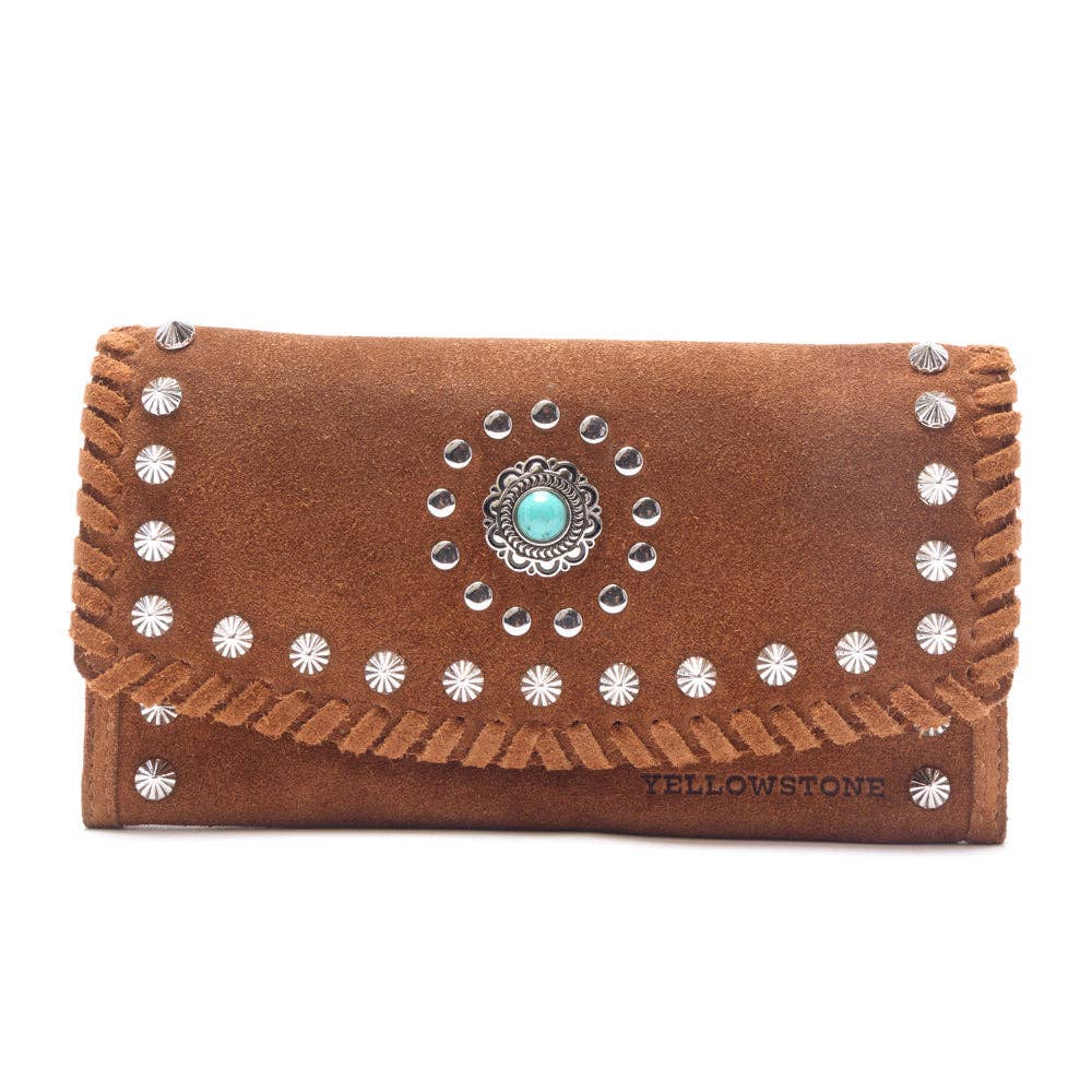 Yellowstone Briar Meadow Studded Suede Leather Wmns Purse | Giftware - Wallet | Saddleworld Ipswich