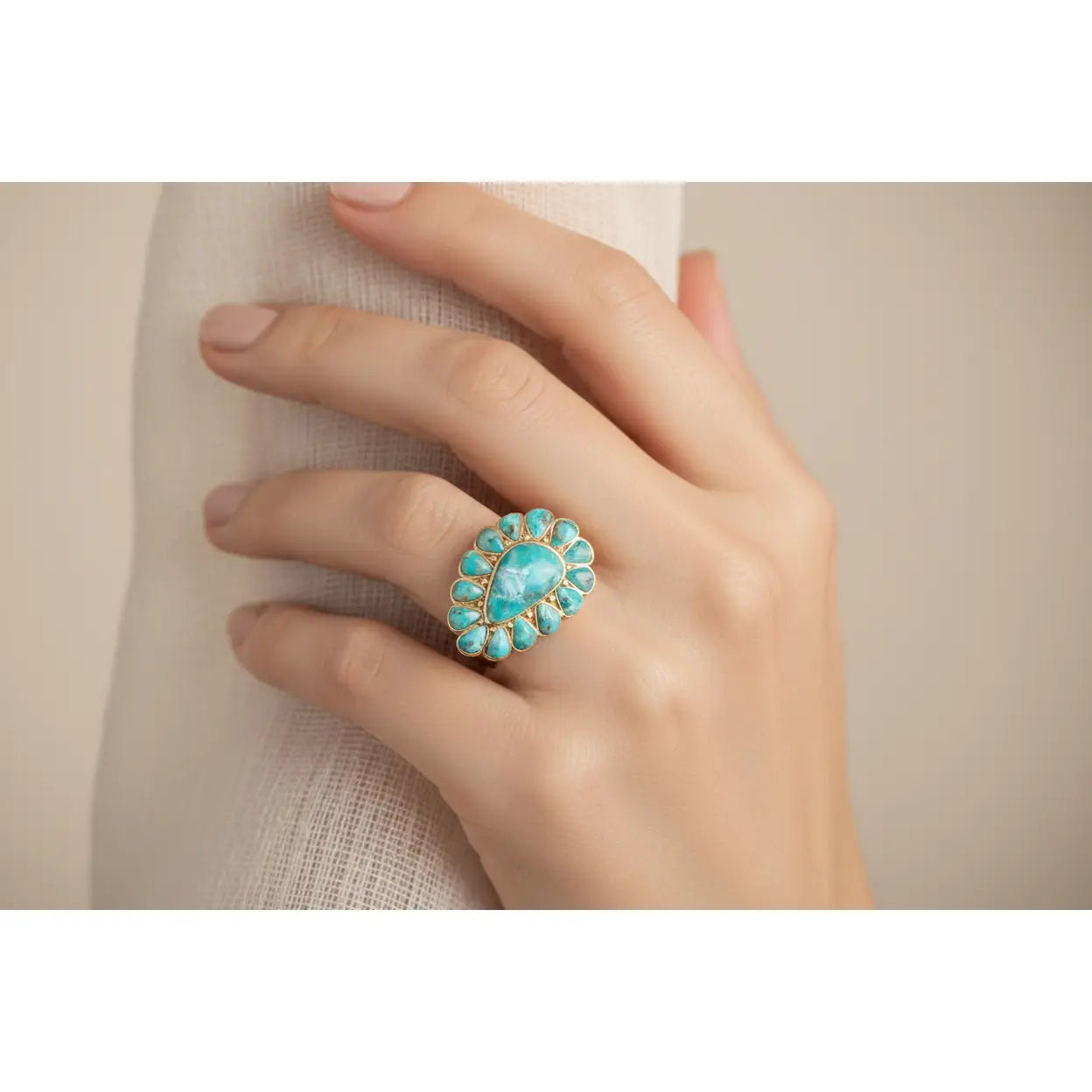 Durango Blue Turquoise Golden Statement Ring