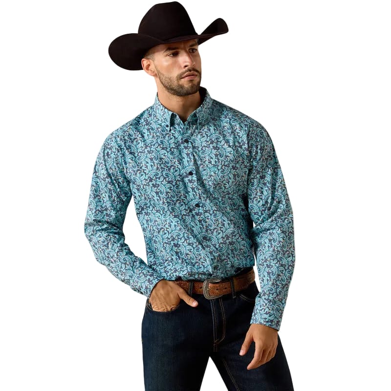 Ariat Mns Phelps Classic Fit LS Shirt Blue Elxir Paisley Print