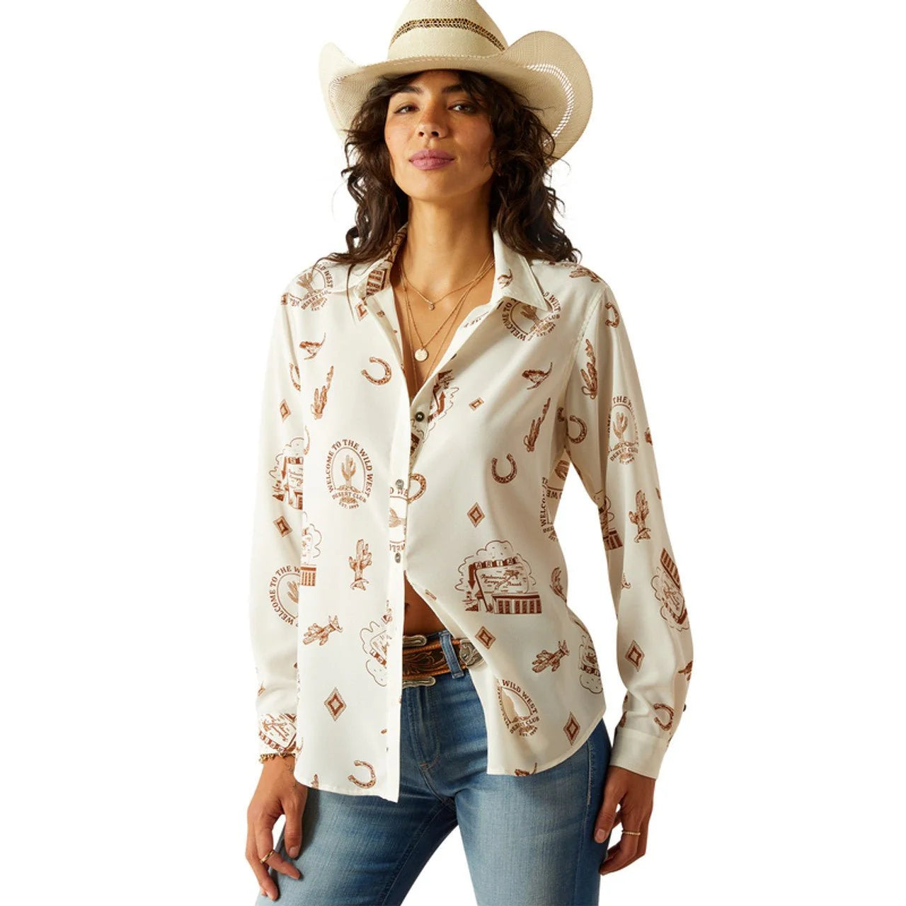 Ariat Wms Homestyle Button Up LS Shirt Road Trip Print