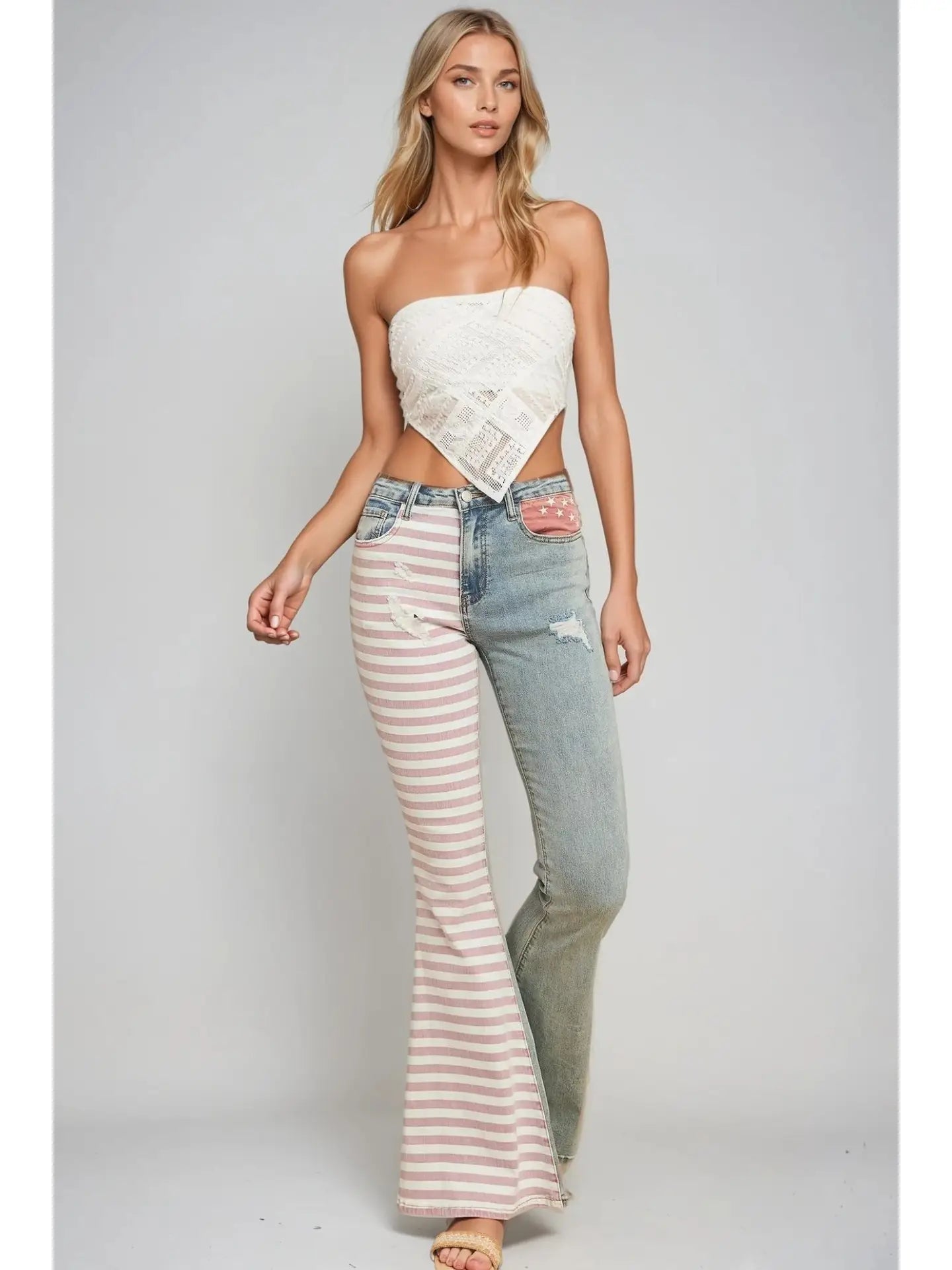Boho Lace Crochet Cropped Top With Smocking