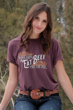 Cruel Girl Wmns Work Hard Eat Beef Pray T Shirt