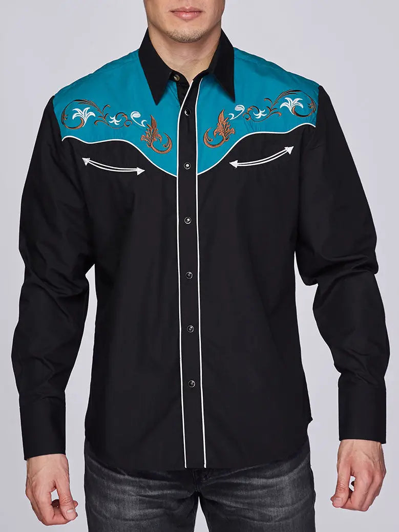 Rodeo Mens Western Embroidery Cowboy Outfit Shirts