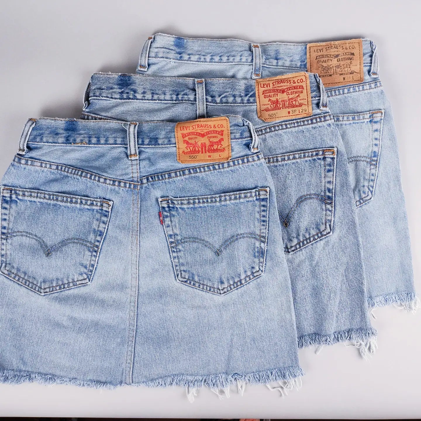 Mid Rise Upcycled Denim Mini Skirt