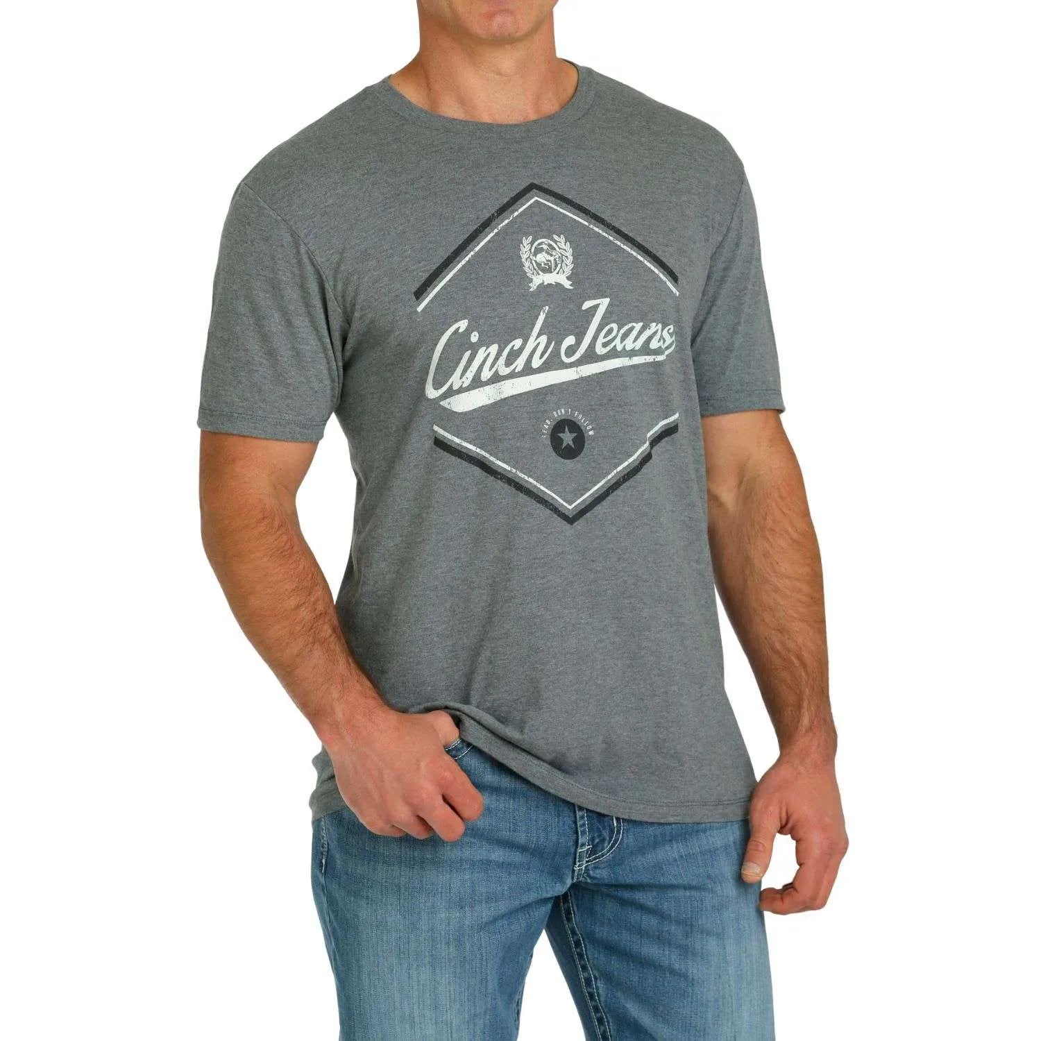 Cinch Mens T Shirt Logo Grey - EOFY Sale