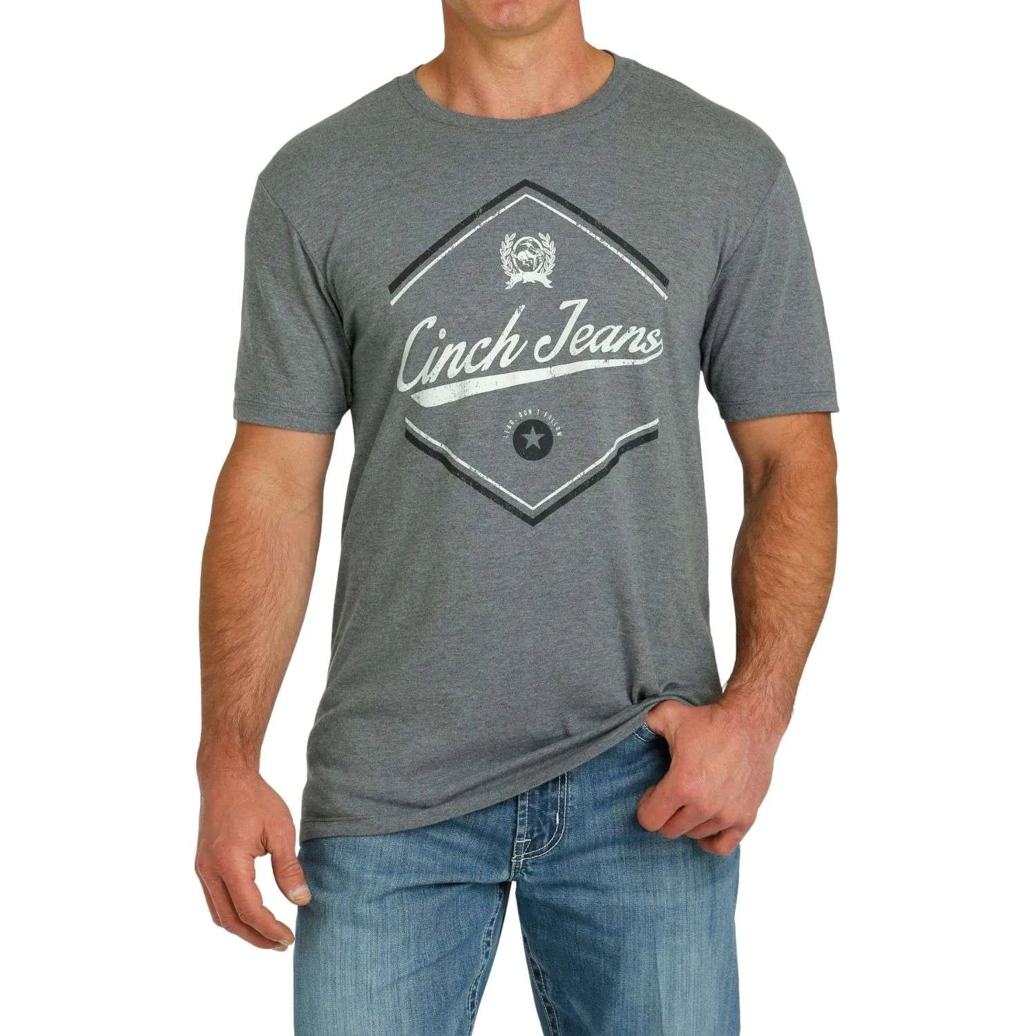 Cinch Mens T Shirt Logo Grey - EOFY Sale