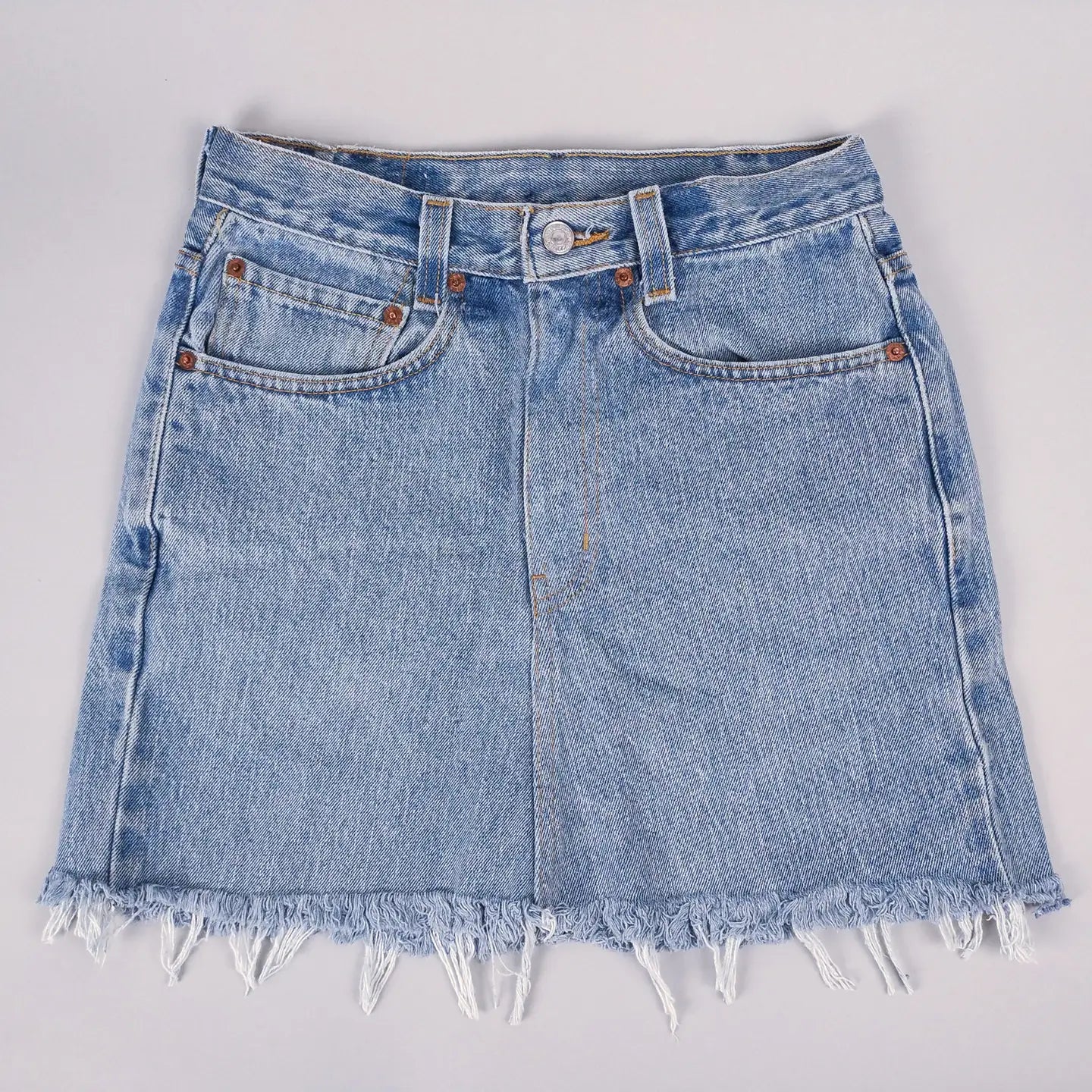 Mid Rise Upcycled Denim Mini Skirt