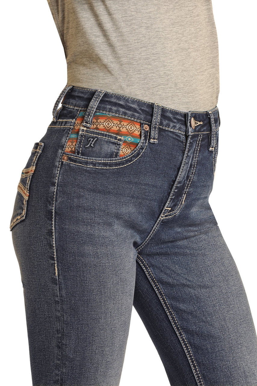 Hooey Aztec Detail High Rise Extra Stretch Bootcut Jeans