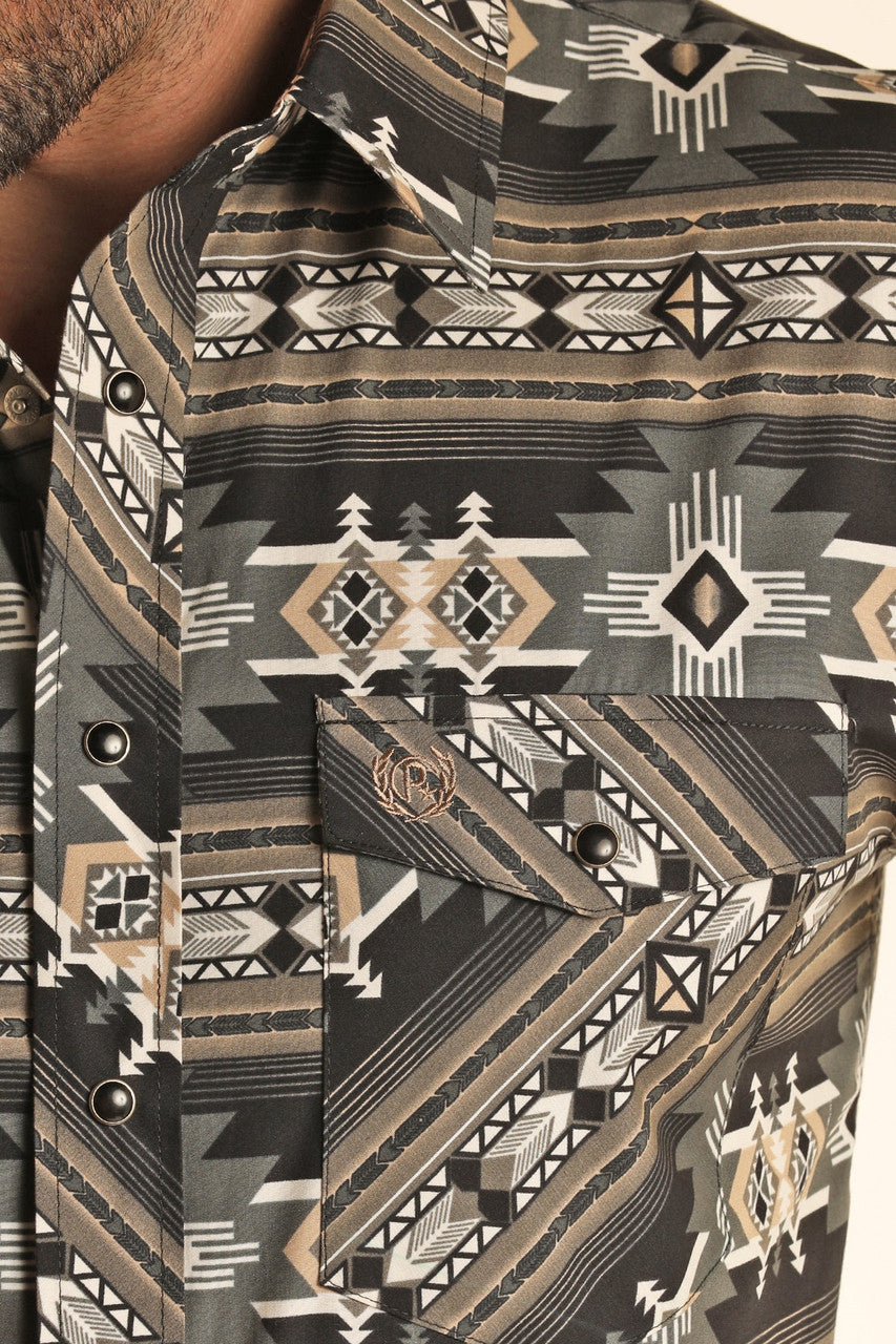 Panhandle Slim Fit Aztec Print Long Sleeve Snap Shirt