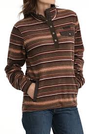 Cinch Snap Stripe Fleece Brown