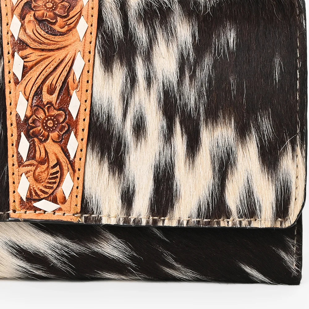 Ohlay Western Hair On Hide Hand Tooled Wallet